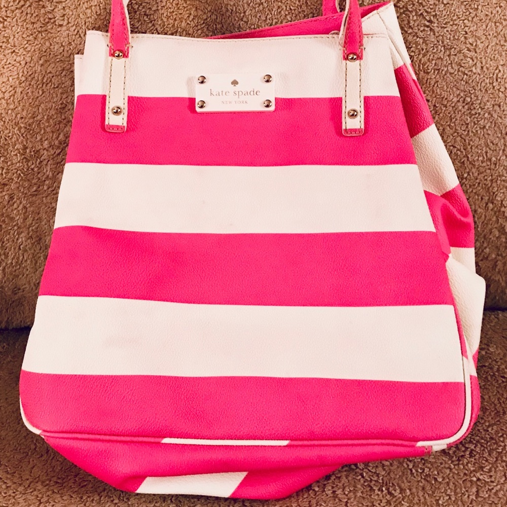 Kate Spade pink and white striped purse
